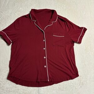 Cozy Earth Womens Short Sleeve Button Down Shirt Size Large Pajamas Bamboo